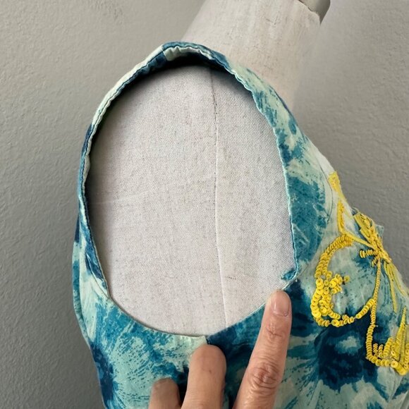 Anthropologie Floret Pencil Mini Dress Beaded Square Split Neck Cap Sleeve Sz 0 - Picture 13 of 15